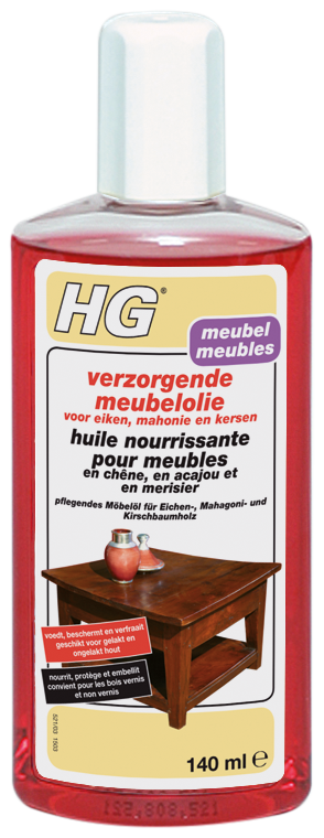 HG HUILE NOURRISSANTE POUR MEUBLES EN CHÊNE, EN ACAJOU ET EN MERISIER 140ML