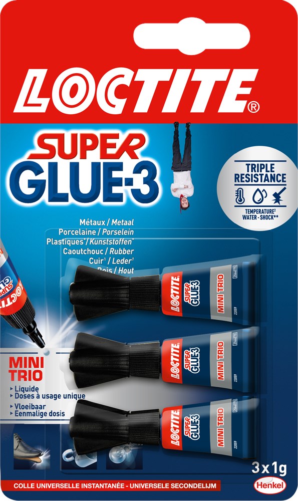 SECONDELIJKM LOCTITE SUPERGLUE-3 MINITRIO (3X1G)