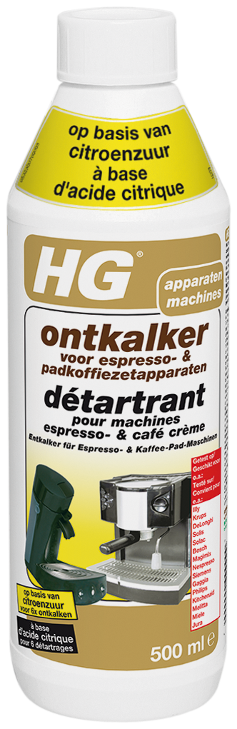 Hg Ontkalker Voor Espresso- & Padkoffiezetapparaten Op Basis Van Citroenzuur 500ml